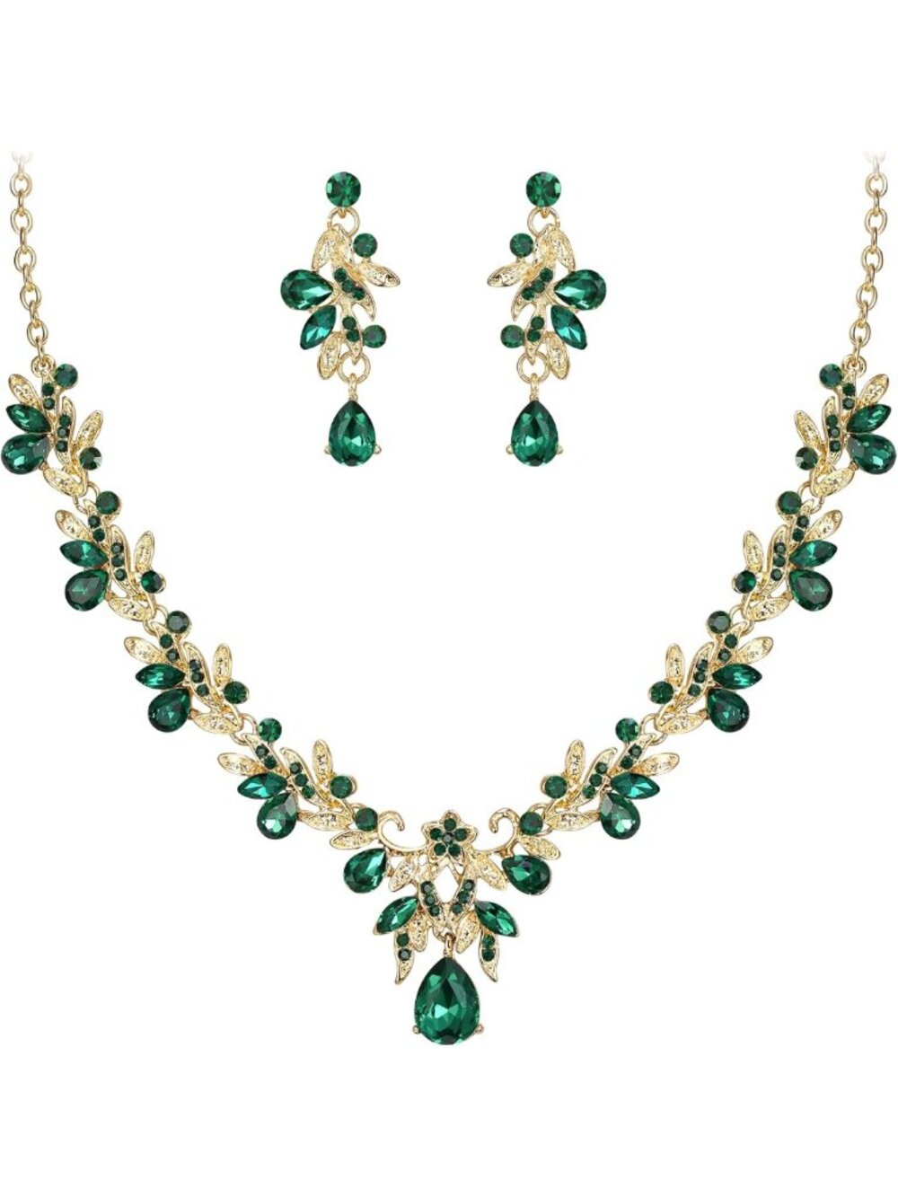 Elegant Leaf & Flower Women's Wedding Jewelry Set | Bridal Prom Party Accessory